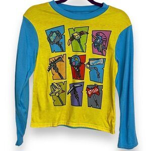 Fortnite Pajama T-Shirt Unisex 14 Blue Color Block Gaming Casual Flame Resistant